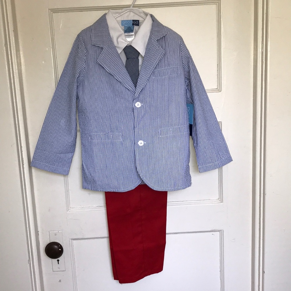 NWT Good Lad 4 piece seersucker suit set, size 6